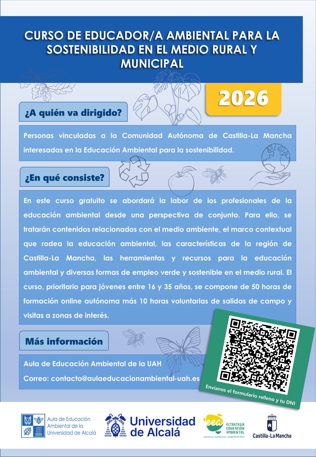 El Aula de Educación Ambiental de la Universidad de Alcalá impulsa la formación de educadores ambientales con un nuevo curso gratuito dirigido a la juventud de Castilla-La Mancha