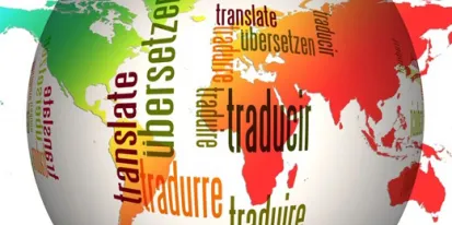 Bola del mundo con la palabra traducir